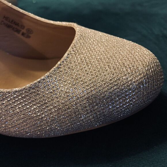 Bella Marie Womens 8.5 Gold Glitter Heel - Fancy Glitz Sparkle - Picture 11 of 12